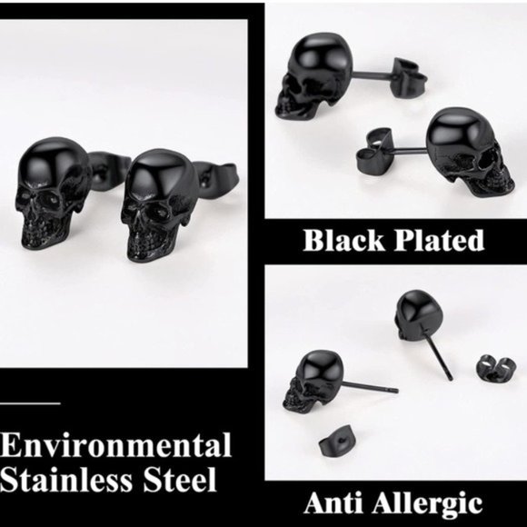 Skull Bikers Gothic Stud Earring - Picture 2 of 6